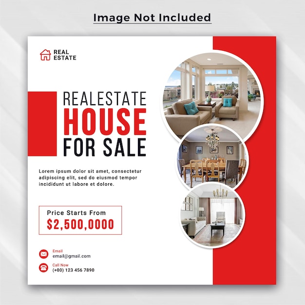 Real estate house social media post or square banner template