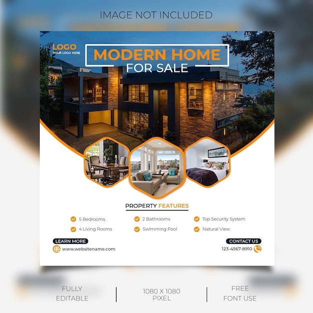 Real estate house social media post or square banner template