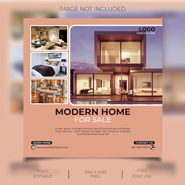 PSD real estate house social media post or square banner template