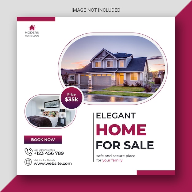 PSD real estate house social media post or square banner template