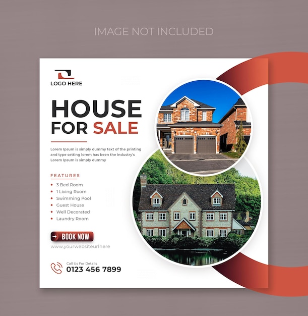 Real estate house social media post or web banner design template