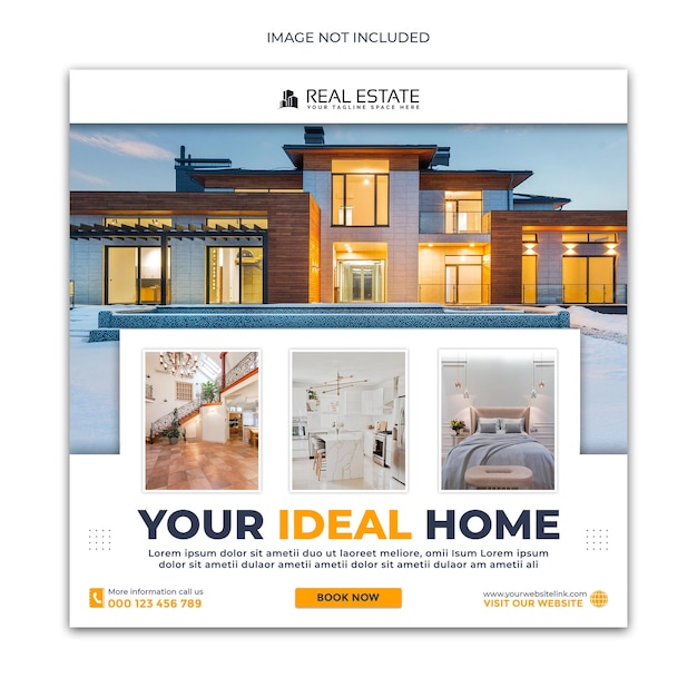 Real Estate House sociale media promotie en instagram postontwerp Premium Psd