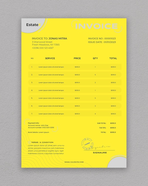 real estate invoice business design