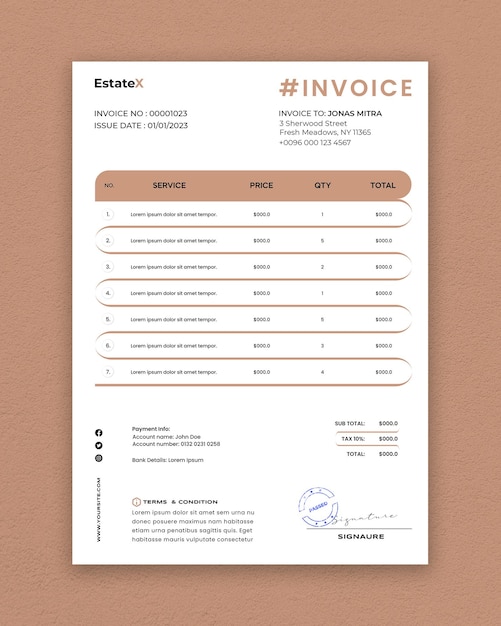 Real estate invoice business design