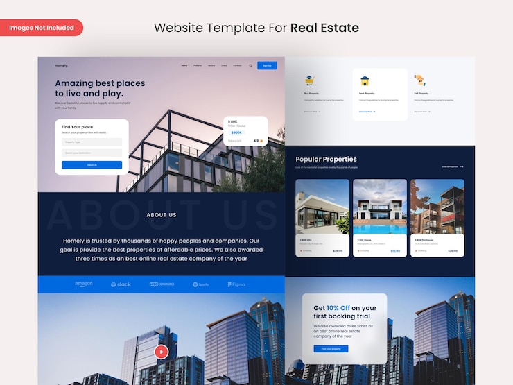 PSD real estate landing page design template