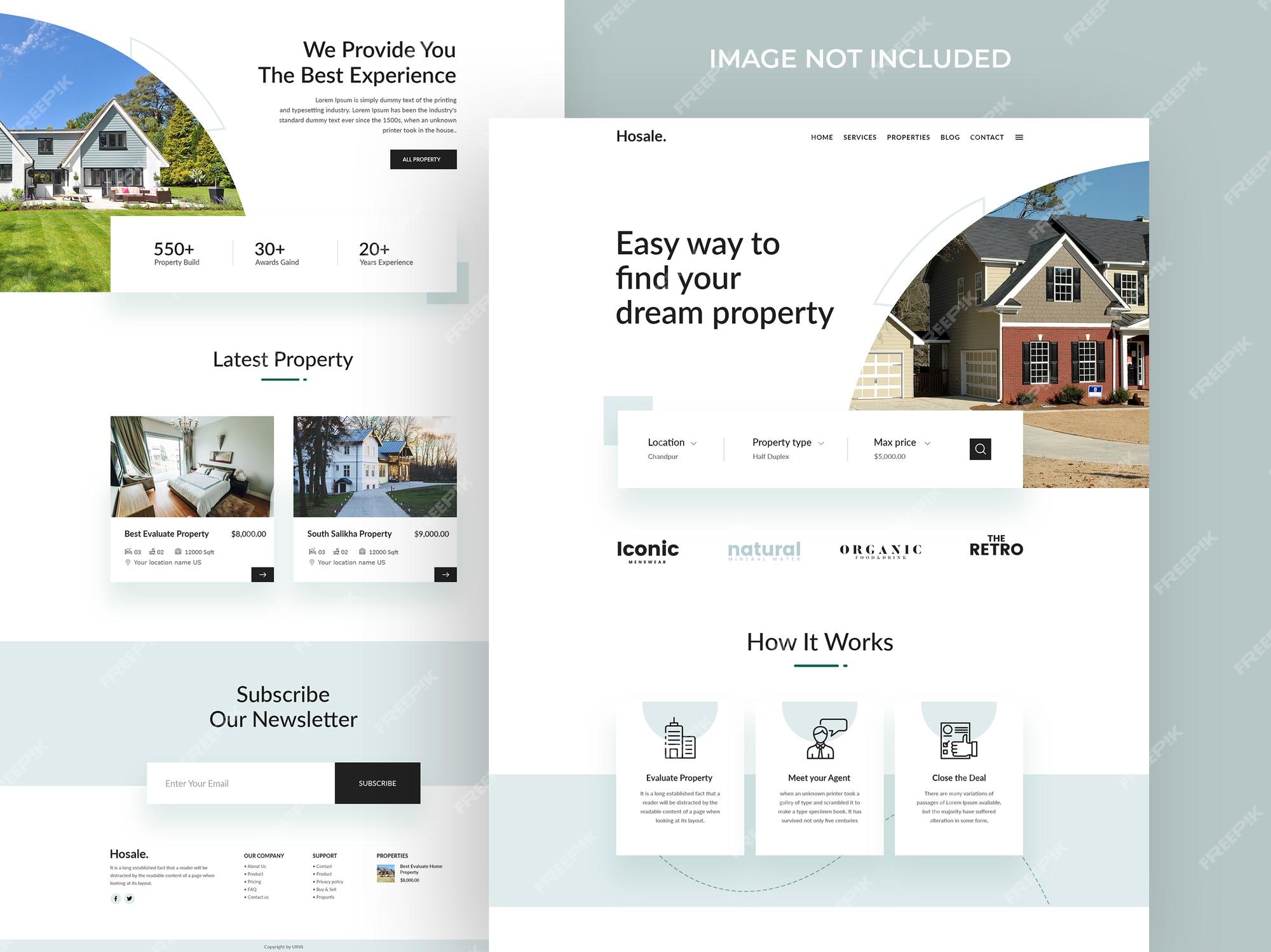 Premium PSD Real estate landing page template Premium PSD Real estate landing page template