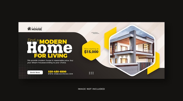 Real estate living home sale social media facebook cover template