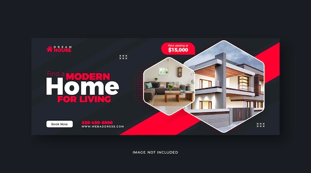 Real estate living home sale social media facebook cover template
