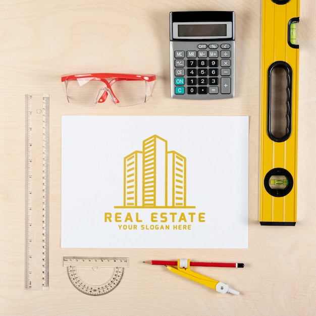 PSD real estate logo with equipment