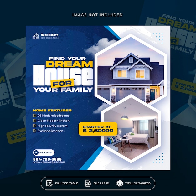 Real estate luxury house property instagram post or social media instagram banner template