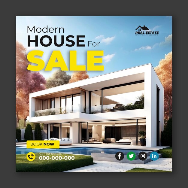 PSD real estate modern home design for sale ai generated