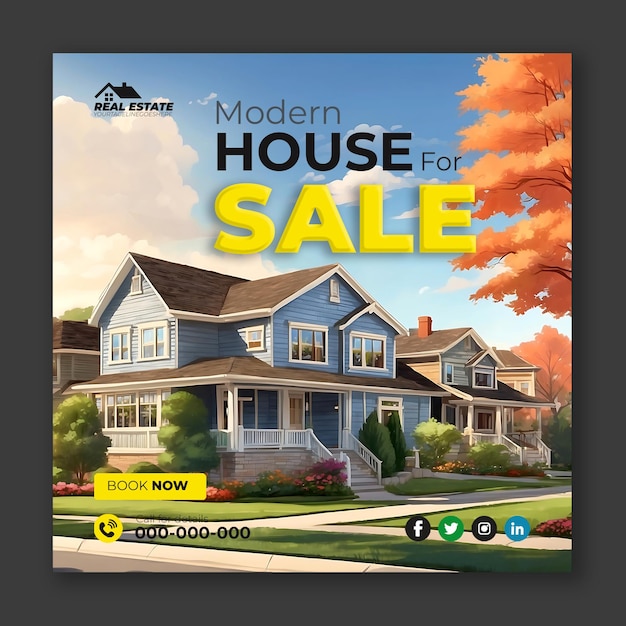 PSD real estate modern home design for sale ai generated