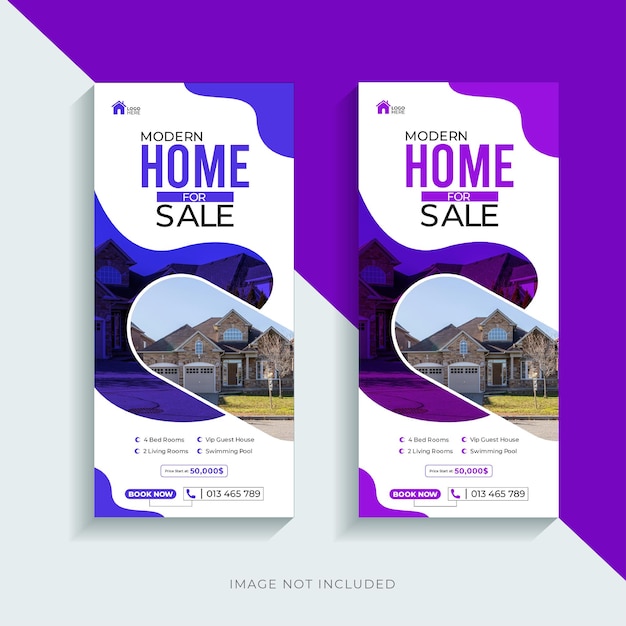 PSD real estate modern home sale roll up banner and social media story template