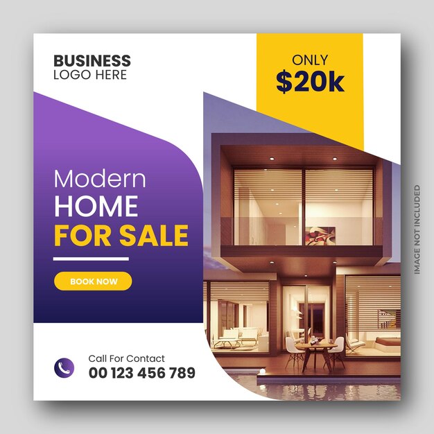 Real estate modern home sale social media house property or instagram post design