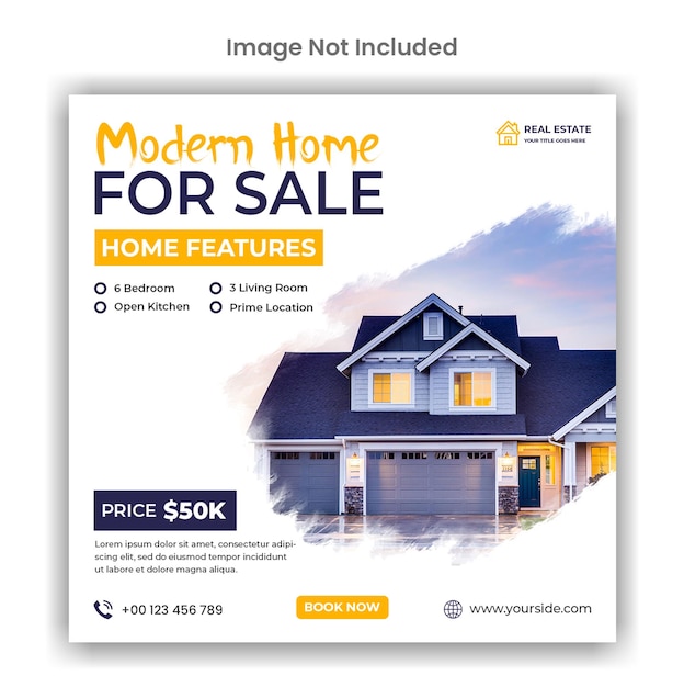 Real estate modern home sale social media or instagram post design