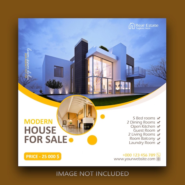 Real estate modern house advertisement social media post template