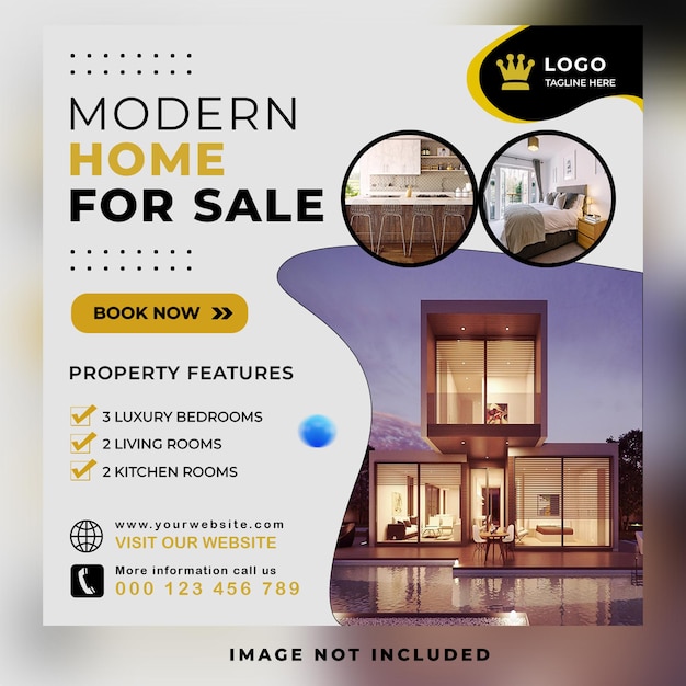 Real estate modern house property agent social media post or square banner flyer template