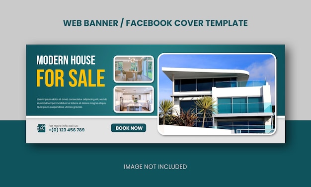 Real estate modern house property selling web banner or facebook cover