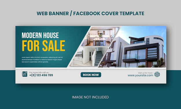 Real estate modern house property selling web banner or facebook cover