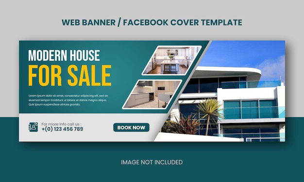 PSD real estate modern house property selling web banner or facebook cover