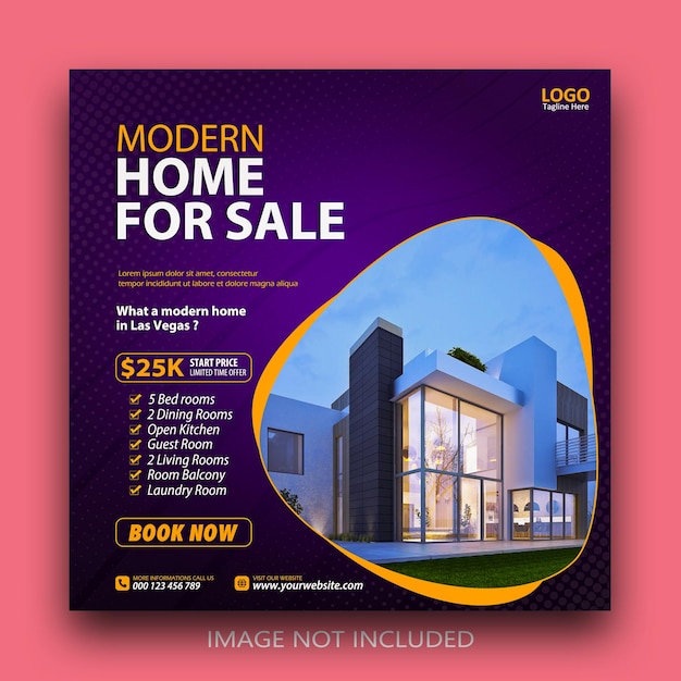 Real estate modern house property social media advertising post template