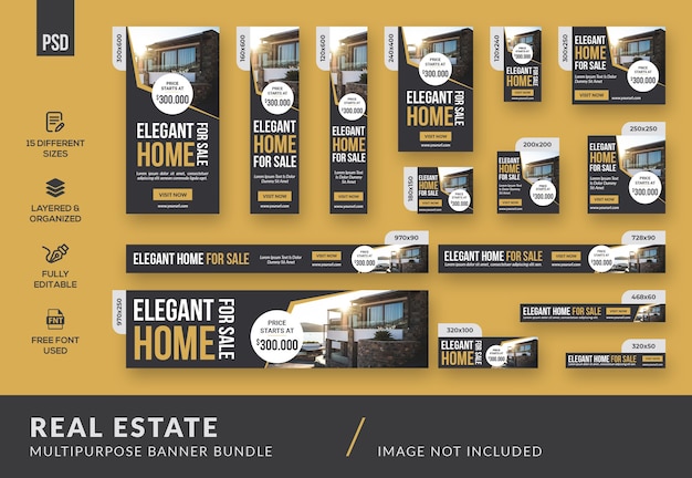 Real estate multifunctionele banner bundel sjabloon