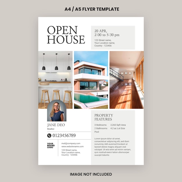 Real estate open house flyer template design