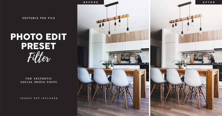 PSD real estate photo edit preset for interior design brochure banner hoarding leaflet poster