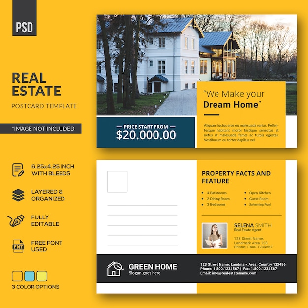 PSD real estate postcard