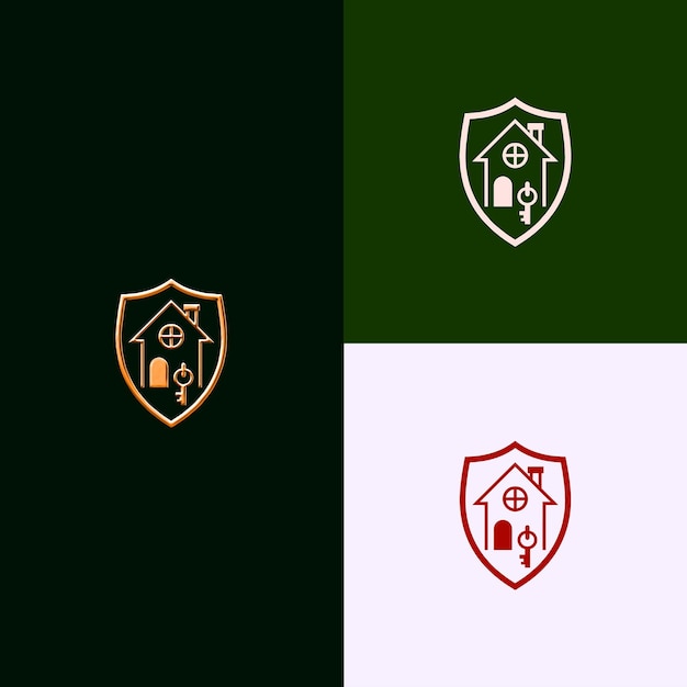 PSD logo dello scudo del premio immobiliare e immobiliare con disegni vettoriali creativi e unici di house e ke