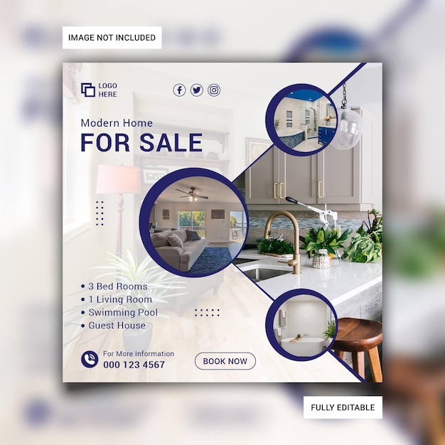 PSD real estate property house social media banner or square flyer template