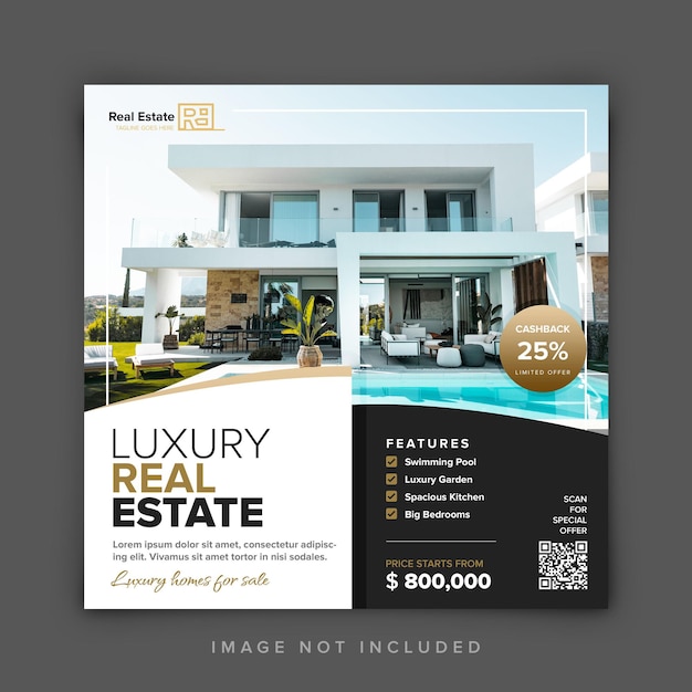 PSD real estate property house social media square post template