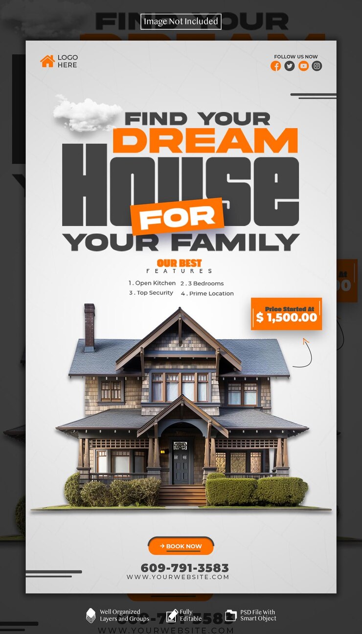 PSD real estate property instagram and facebook story template