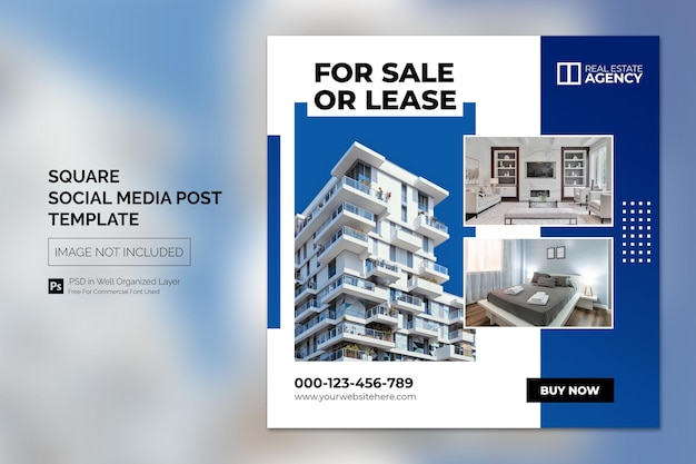 Real estate property social media post or square web banner advertising template