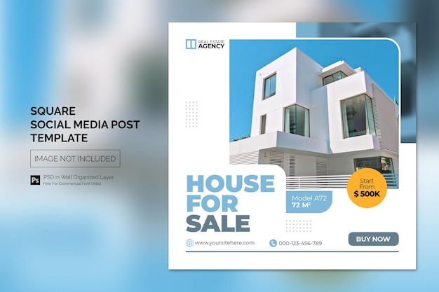 Real estate property social media post or square web banner advertising template