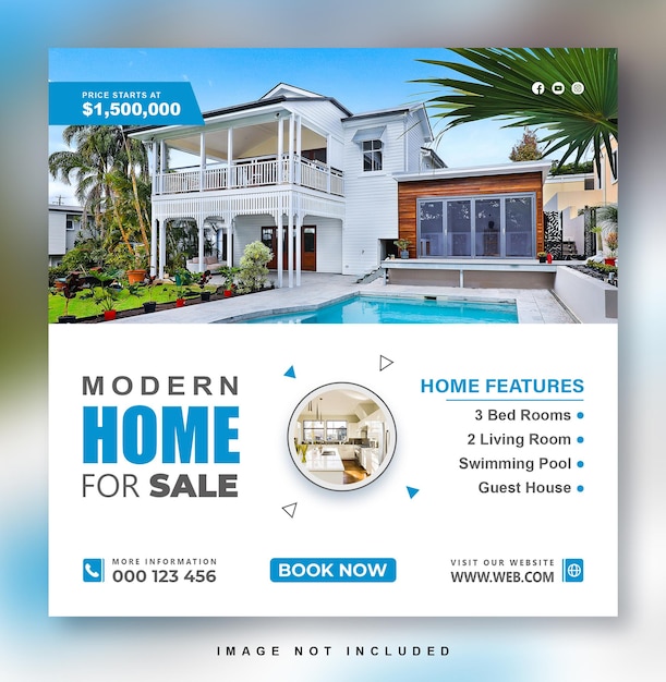 Real estate sale social media banner or square flyer design