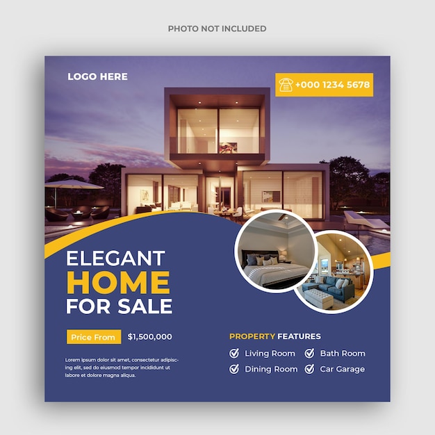 PSD real estate sale social media banner or square flyer template