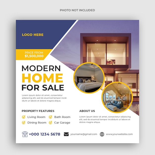 Real estate sale social media banner or square flyer template