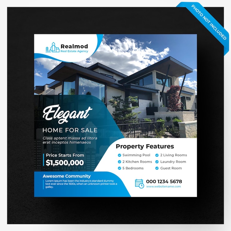 PSD real estate sale social media banner or square flyer template