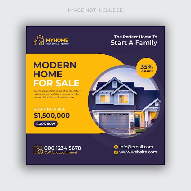 real estate sale social media post or square flyer template