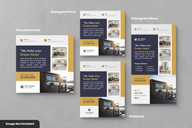 Real Estate Social Media Banner Pack PSD sjablonen