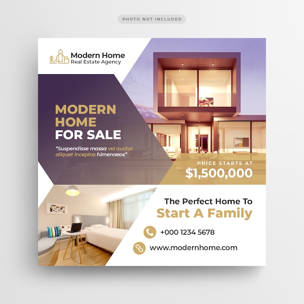 PSD real estate social media banner or square flyer template