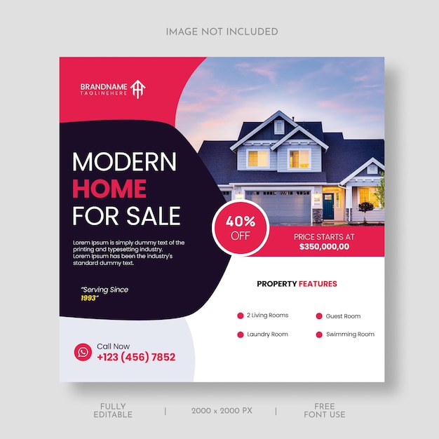 Real estate social media instagram post and banner template