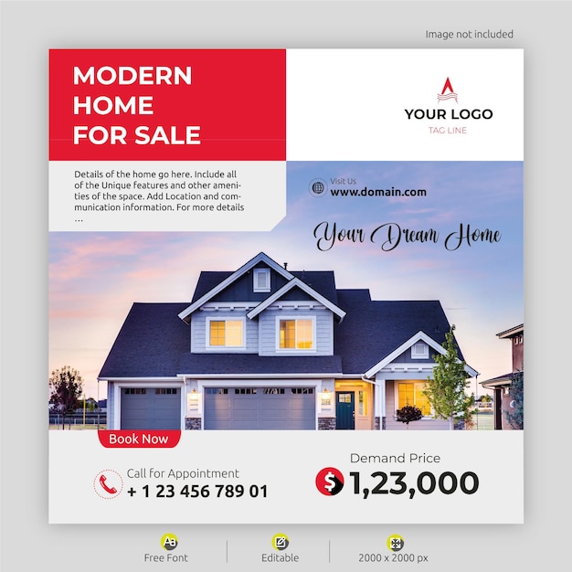 Real estate social media post and banner template