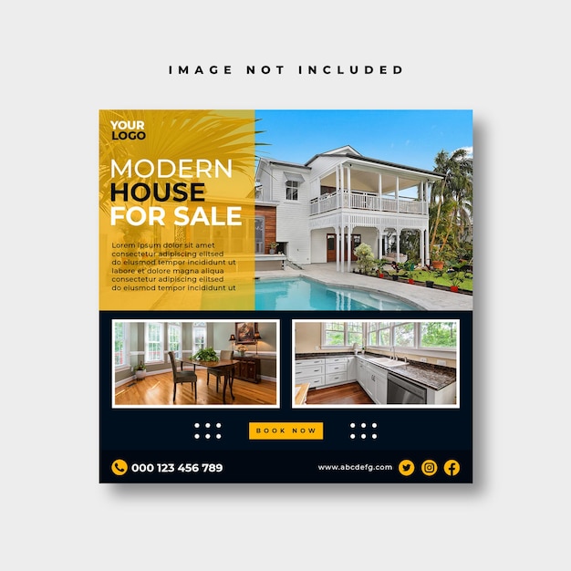 Real estate social media post or square web banner advertising template