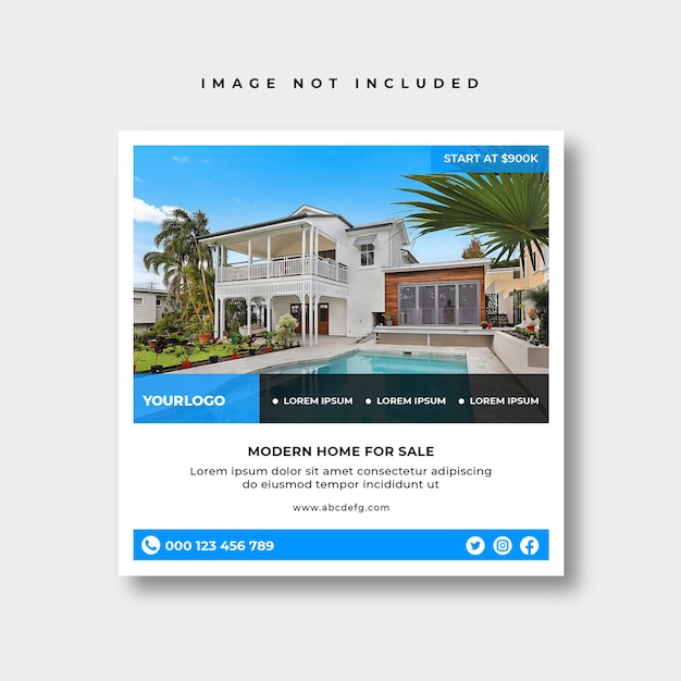 Real estate social media post or square web banner advertising template