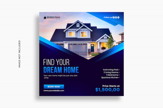 PSD real estate social media post and web banner template premium psd