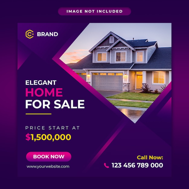 PSD real estate social media post and web banner template