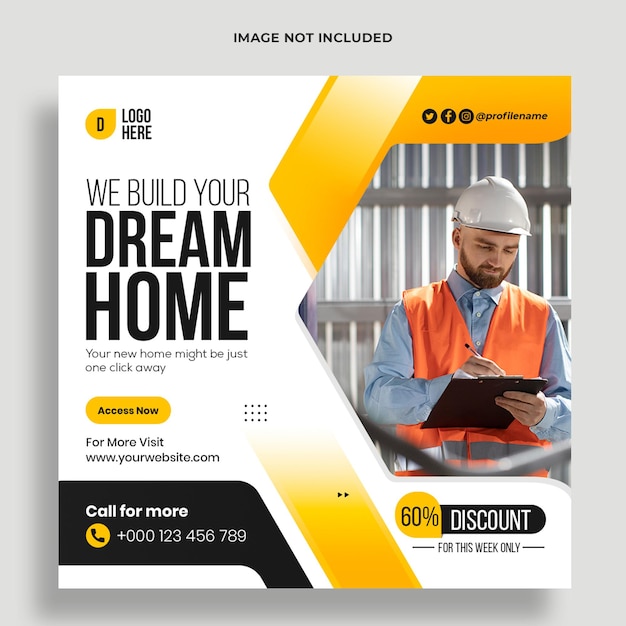 PSD real estate social media post and web banner template