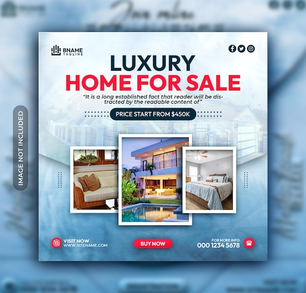 Real estate square flyer or instagram banner social media post template